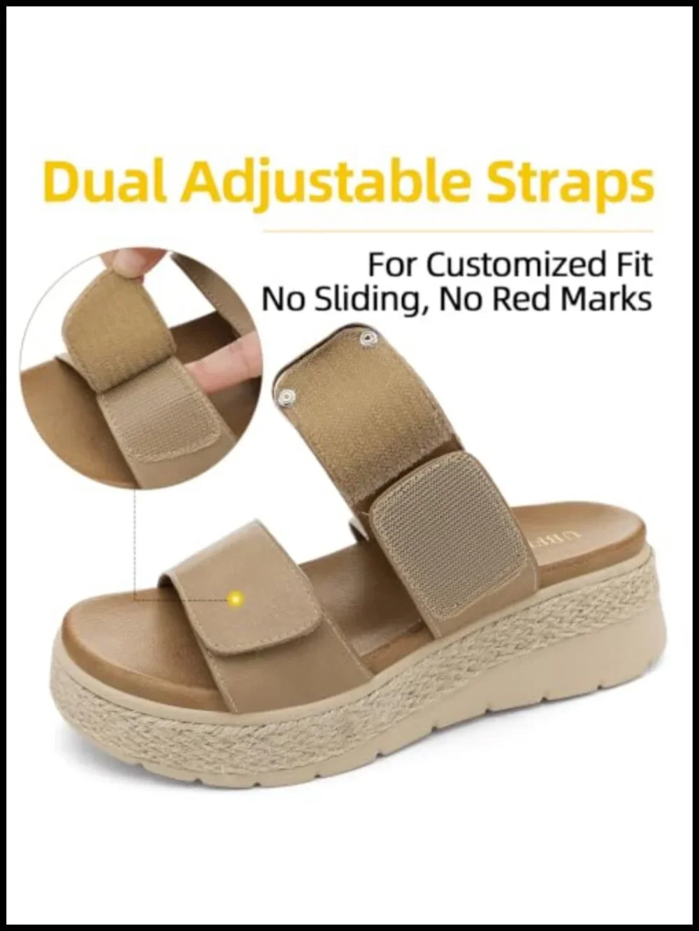 Orthopedic Platform Wedge Sandals Arch Support Cushioned Espadrille Slides